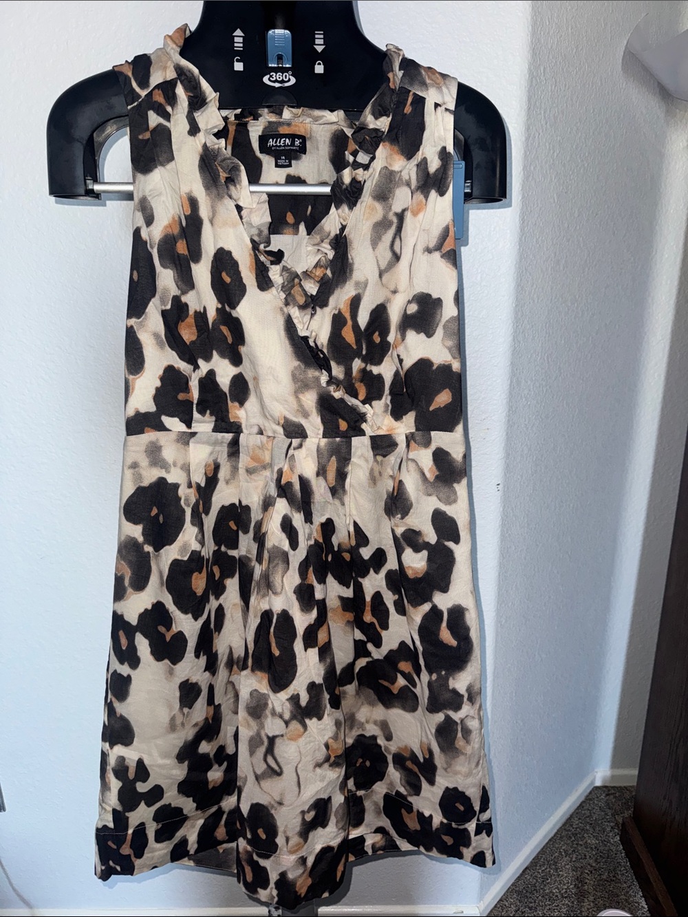 Allen B. By Allen Schwartz Leopard-Print Ruffle Blouse - Black, Cream, Tan